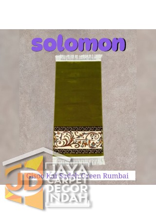 Sajadah Imam  Solomon  motif Gisoo Kaf Sadeh Green Rumbai ukuran 60 x 120 cm & 60 x 150 cm